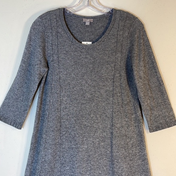NWT. J. Jill Wool Blend A Line 3/4 Sleeve Dark Grey Sweater Dress. Small. - Picture 3 of 9